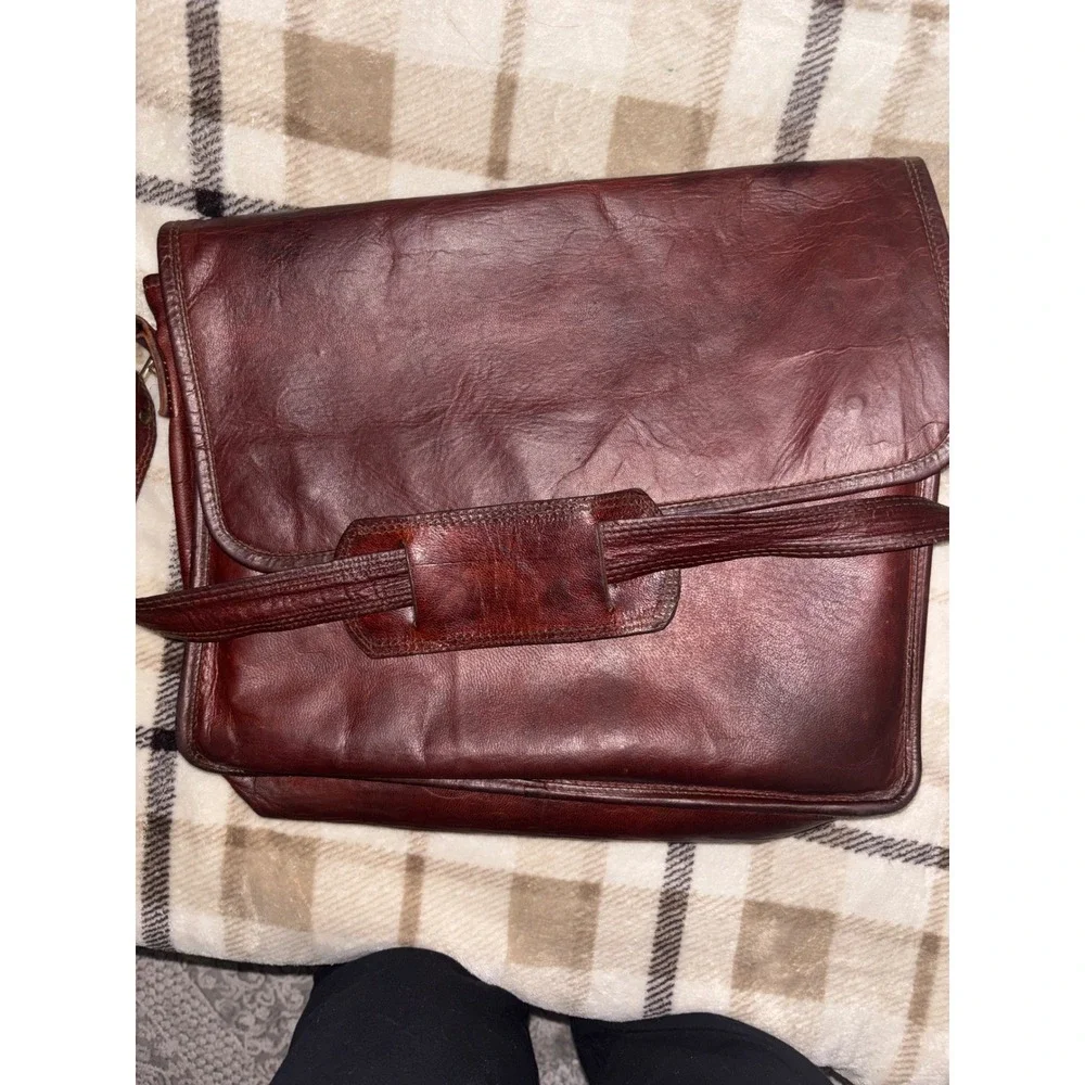 Urban Leather Messenger Bag Dark Brown Full Grain Leather Adjustable Strap